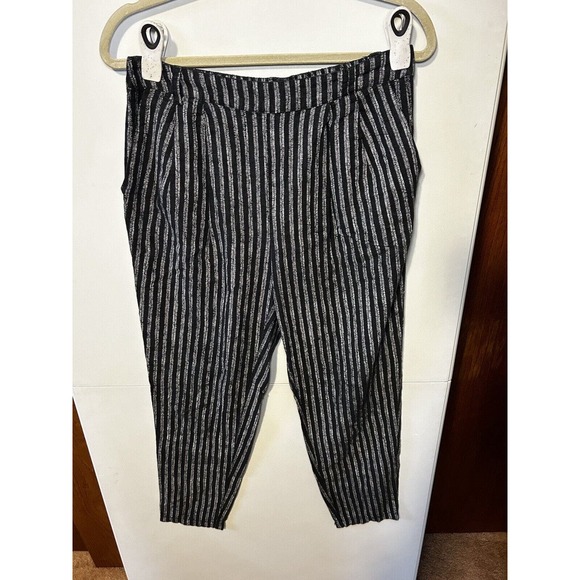 Glassons Striped Capri Pants Women’s Size 10 Linen Blend Pockets - Picture 1 of 5